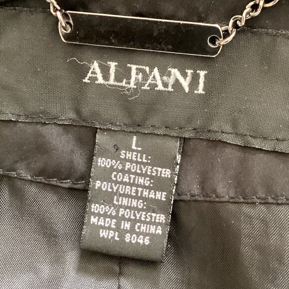 Alfani Womens Black Rain Coat Jacket Size L Hooded Lined Lightweight Windbreaker - Picture 11 of 11